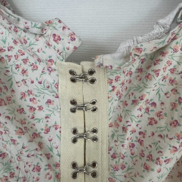 EUC Urban Outfitters Love Struck Floral Hook + Eye CropTop, White / Floral, L - Picture 7 of 14